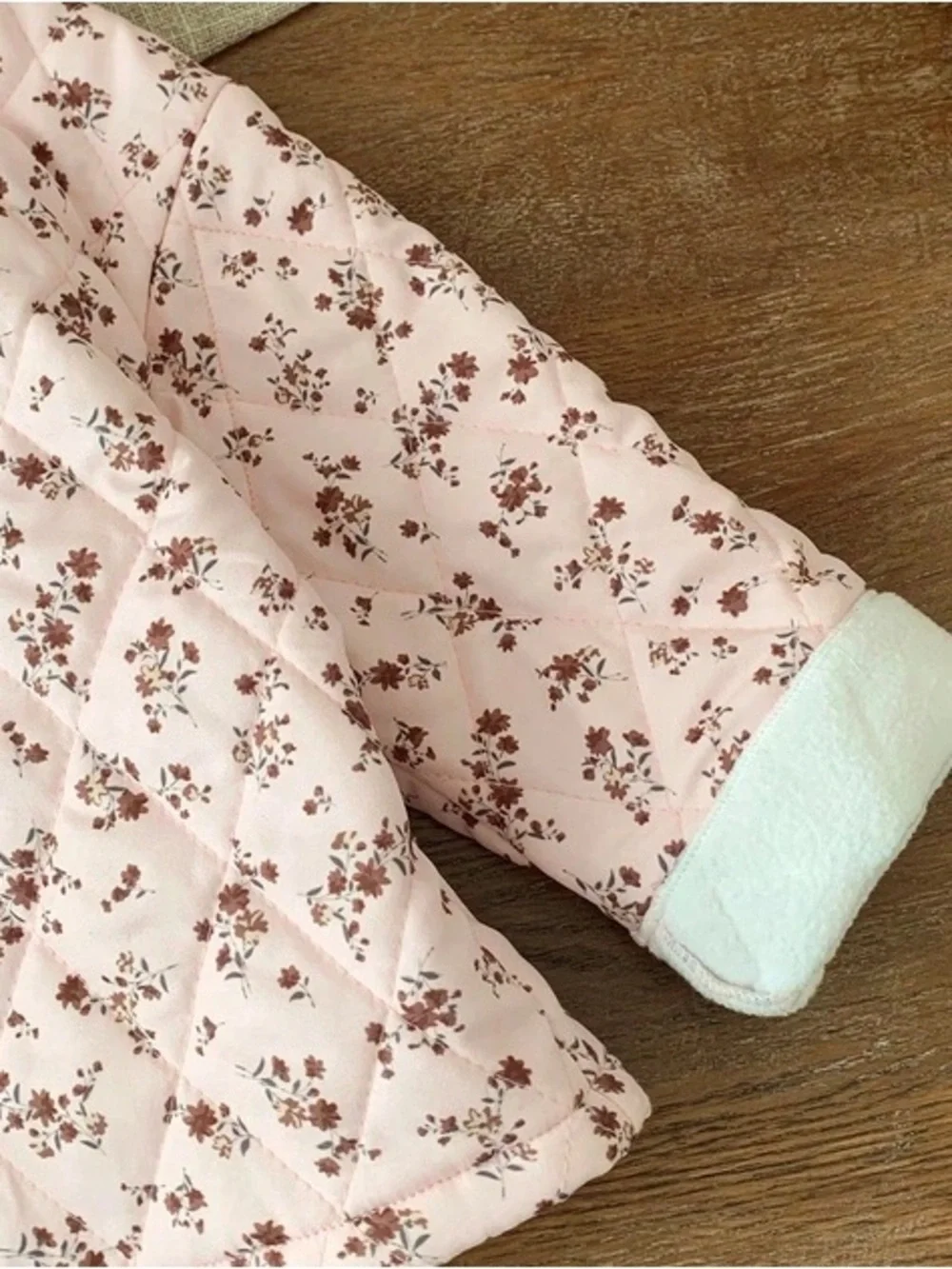 Toddler Floral Pattern Quilted Button Front Jacket